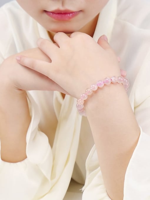 NA-Stone Cherry blossoms Agate Minimalist Handmade Beaded Bracelet 1