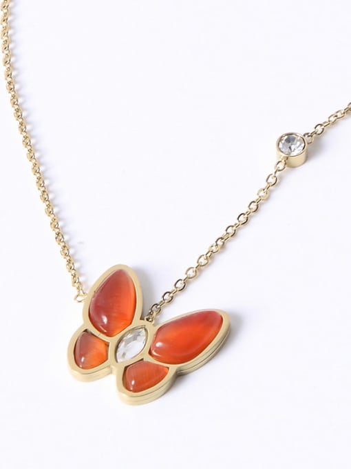 18K Gold Plated, Red Butterfly Titanium Shell Butterfly Trend Multiple color Necklace