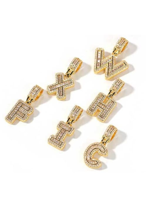LM Brass Cubic Zirconia Letter Initials Cuban Chain Necklace 3