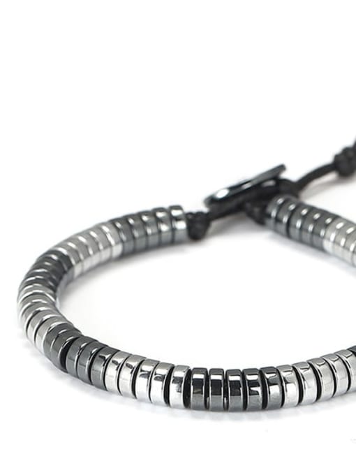 Steel spacer Bracelet Black gallstone + spacer beads Handmade Beaded Bracelet