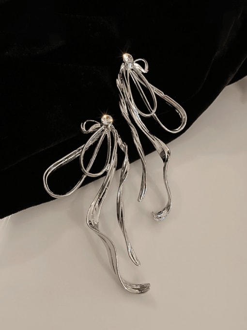 LM Alloy Bowknot Ribbon Minimalist Drop Earring 2