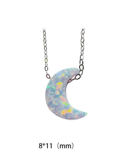 White Opal, Moon Icon 925 Sterling Silver Opal Necklace