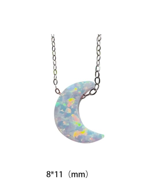 White Opal, Moon Icon 925 Sterling Silver Opal Necklace