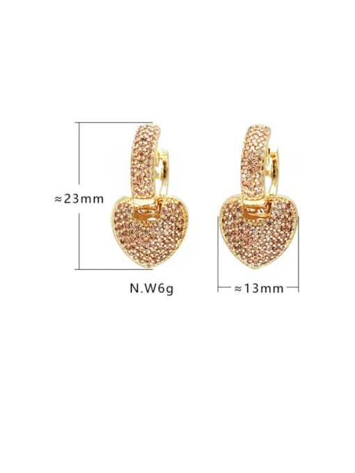 XYZ Brass Cubic Zirconia Heart Cute Drop Earring 3