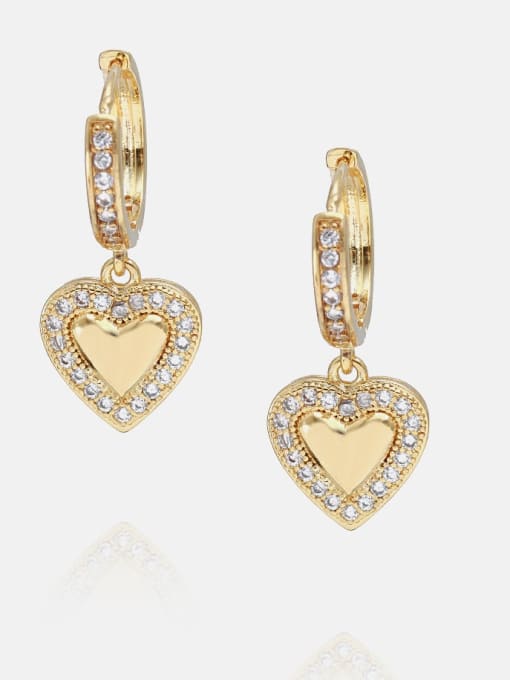 XYZ Brass Cubic Zirconia Minimalist Heart  Earring and Necklace Set 3