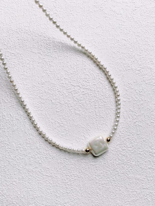 Scarlet White N-PEMT-0011 Natural Round Shell Beads Handmade Beaded Necklace 3