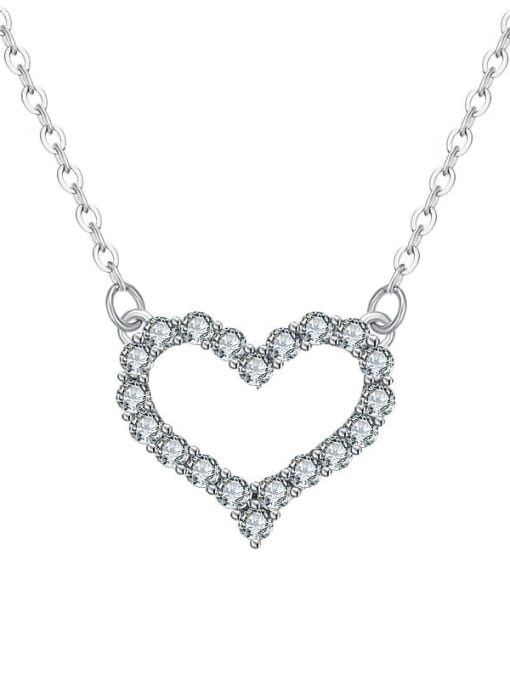 LM 925 Sterling Silver Heart High Carbon CZ stone Necklace 4