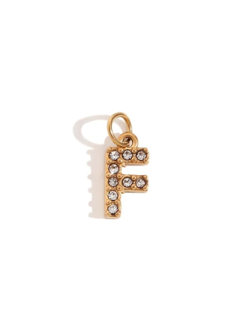 Gold F Stainless steel 18K Gold Plated Rhinestone Letter Charm