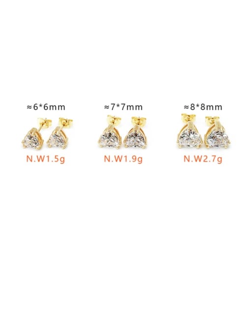 XYZ Brass Cubic Zirconia Triangle Minimalist Stud Earring 4