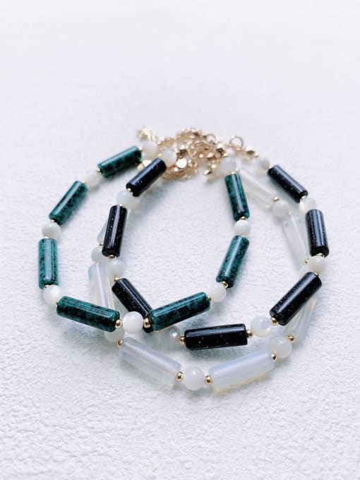 Scarlet White Natural  Gemstone Crystal Beads Chain Handmade Beaded Bracelet 0