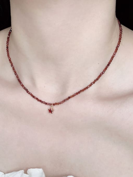 Scarlet White N-DIY-010 Red Garnet  Chain Multi Color Pentagram Pendant  Minimalist Handmade Beaded Necklace 1