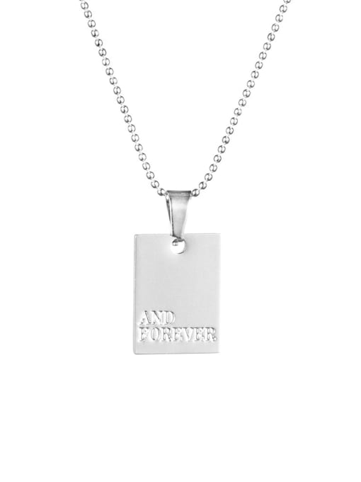 XH0874  Silver Color Stainless steel Geometric Necklace With words