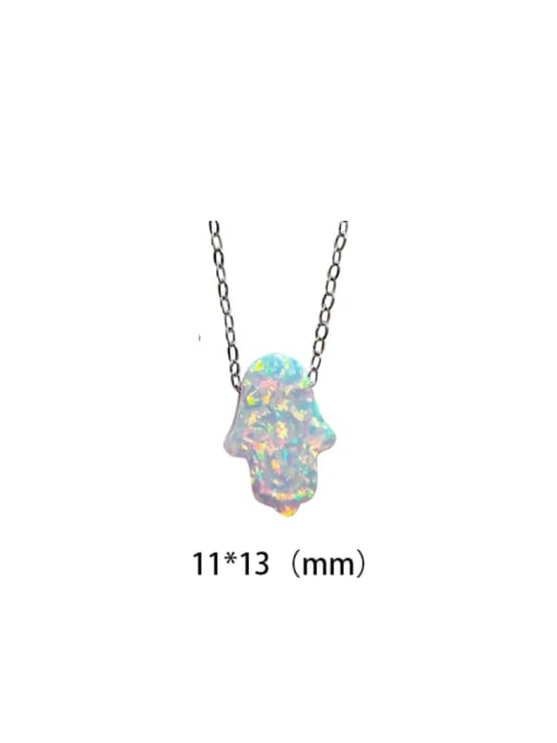 White Opal, palm Icon 925 Sterling Silver Opal Necklace