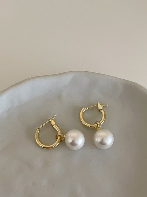 White Pearl Alloy Imitation Pearl Geometric Dainty Drop Earring
