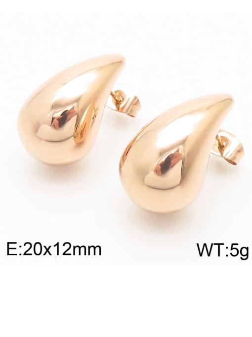 KE112214,Small Size,Rose gold Stainless steel Water Drop Dainty Drop Earring
