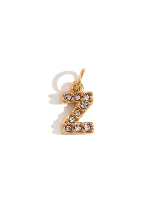 Gold  Z Stainless steel 18K Gold Plated Rhinestone Letter Charm