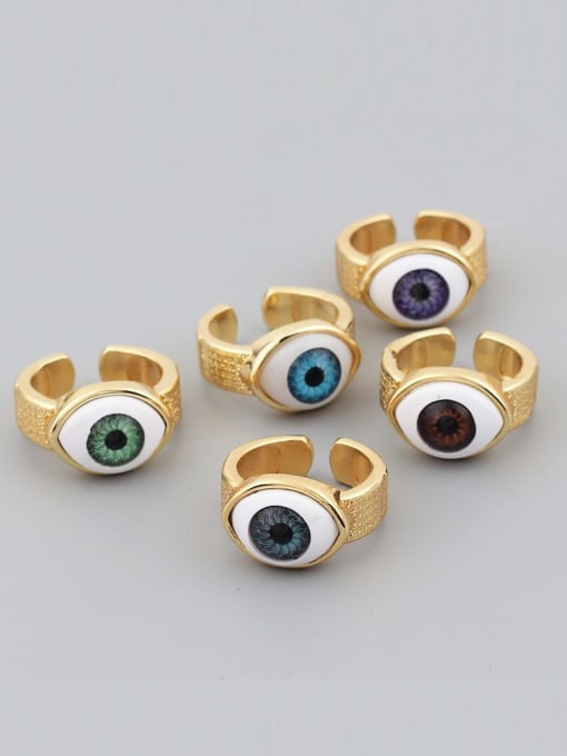 LM Brass Evil Eye Classic Band Ring 0