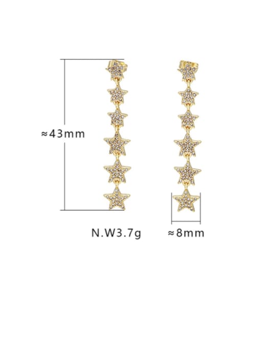 XYZ Brass Cubic Zirconia Star Dainty Drop Earring 3