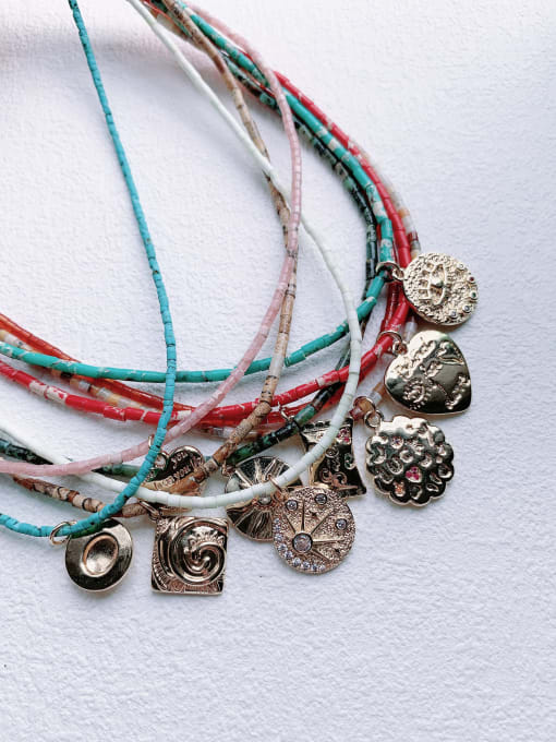 Scarlet White N-DIY-008 Brass Red Garnet Chain Geometric Pendant Bohemia Handmade Beaded Necklace 4