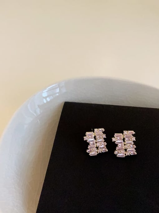 Pink zircon Alloy Cubic Zirconia Geometric Dainty Stud Earring