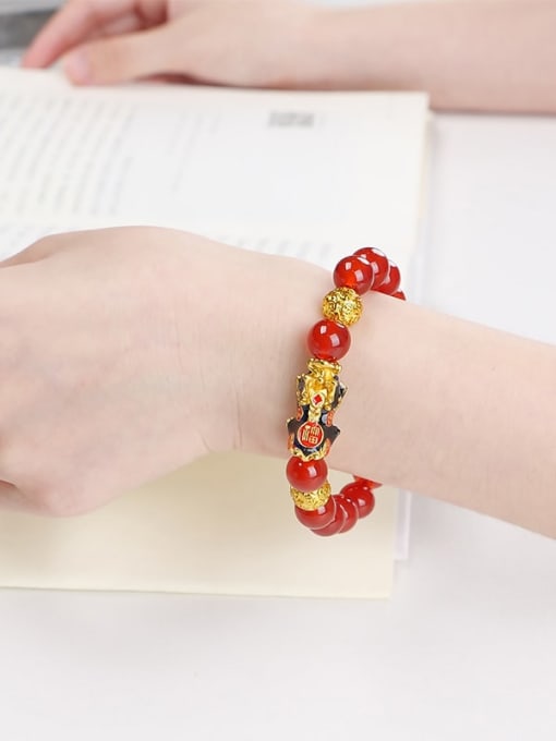 NA-Stone Agate Alloy Minimalist Handmade Beaded Bracelet 1