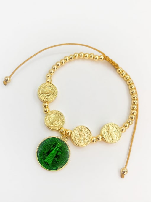 green Brass Religious Bracelet