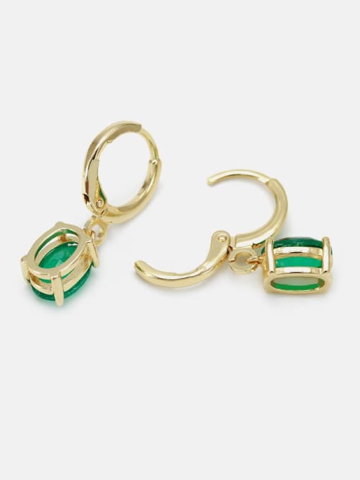XYZ Brass Opal Geometric Minimalist Huggie Earring 2
