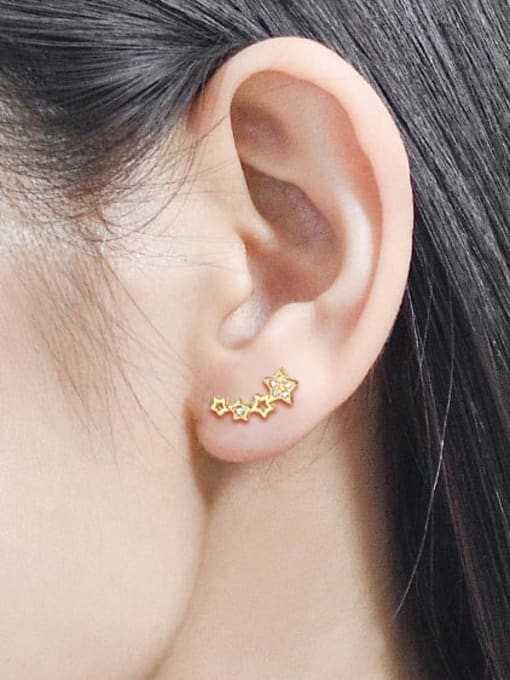 XYZ Brass Cubic Zirconia White Star Dainty Ear Climber Earring 1