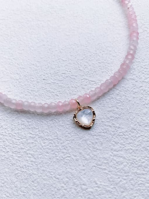 Scarlet White N-DIY-006  Natural Gemstone Crystal   Chain Heart  Pendnat Minimalist  handmade  Beaded Necklace 2