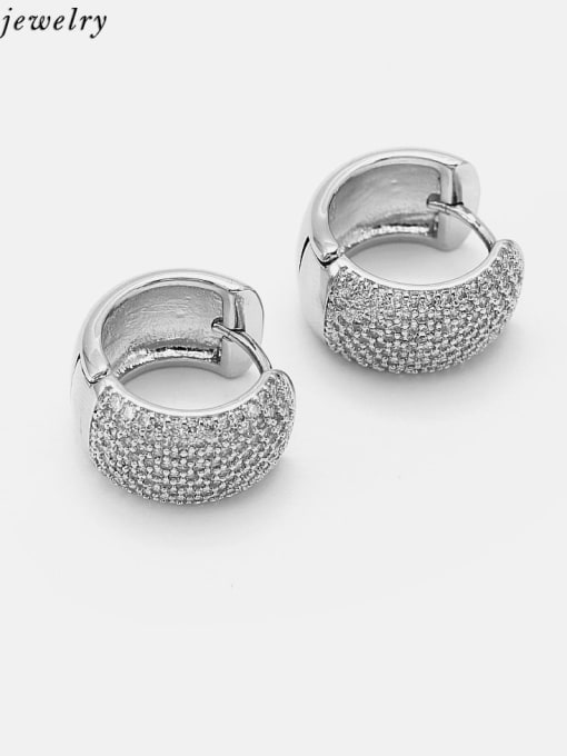 Platinum zircon Brass Cubic Zirconia Geometric Vintage Huggie Earring