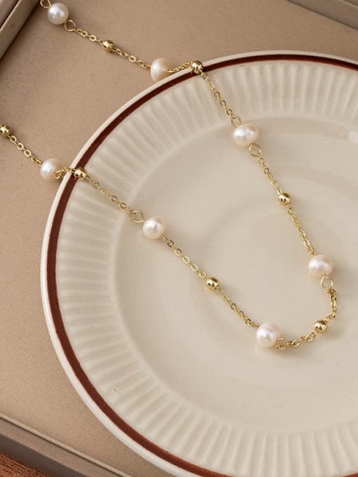 LM Brass Freshwater Pearl Necklace 2