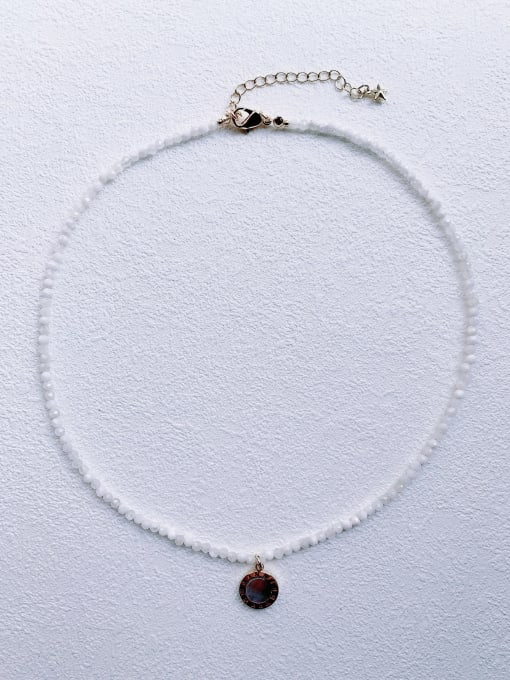 Moonstone Chain+pendant N-DIY-003  Natural  Gemstone Crystal Chain Minimalist  handmade  Beaded Necklace