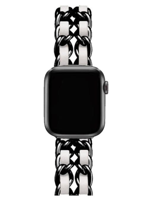Black and white Alloy Metal Wristwatch Band For Apple Watch Series 2-5