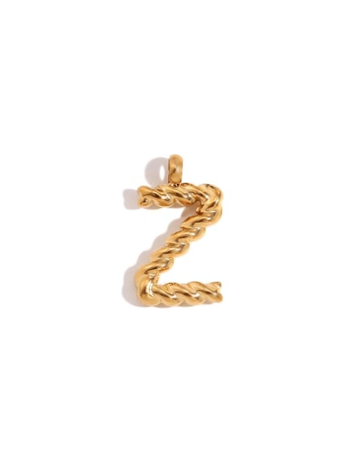 Twists Letter Pendant Gold  Z Stainless steel 18K Gold Plated Letter Charm