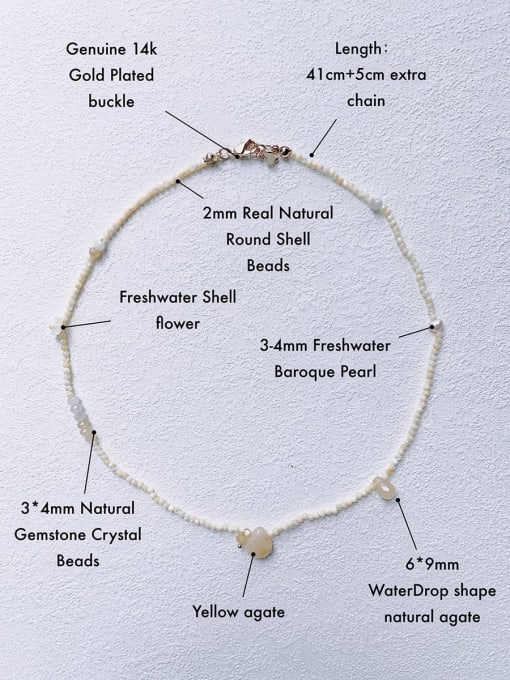 Rice white N-MIX-0003 Natural Round Shell Beads Chain Irregular Handmade  Beaded Necklace