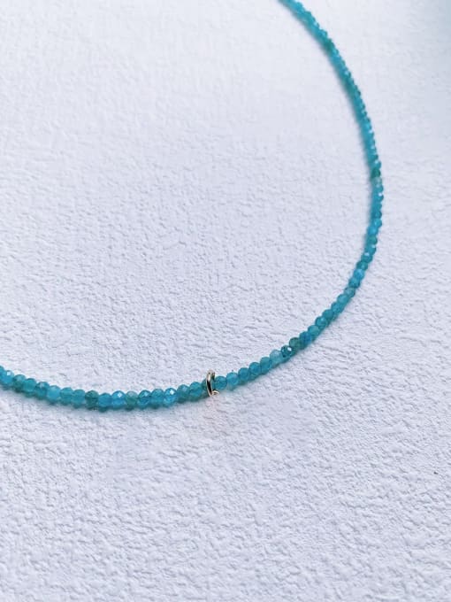 Blue Apatite Chain N-DIY-0018 Blue Apatite Chain Evil Eye Pendant Hip Hop Handmade Beaded Necklace