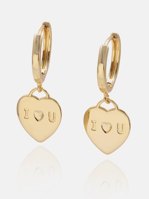 gold Brass Heart Letter Minimalist Huggie Earring
