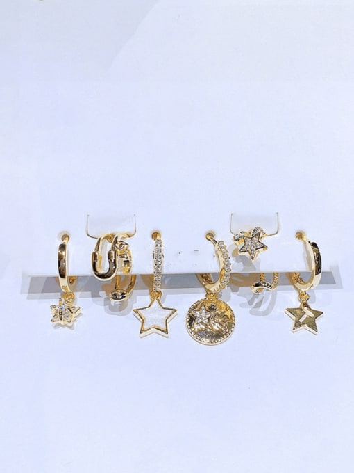 Ming Brass Cubic Zirconia Star Hip Hop Huggie Earring 2