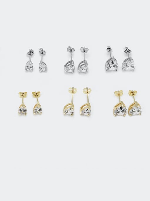 XYZ Brass Cubic Zirconia Water Drop Minimalist Stud Earring 1