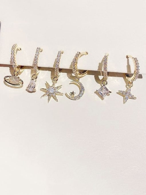 Ming Brass Cubic Zirconia Star Cute Huggie Earring 0