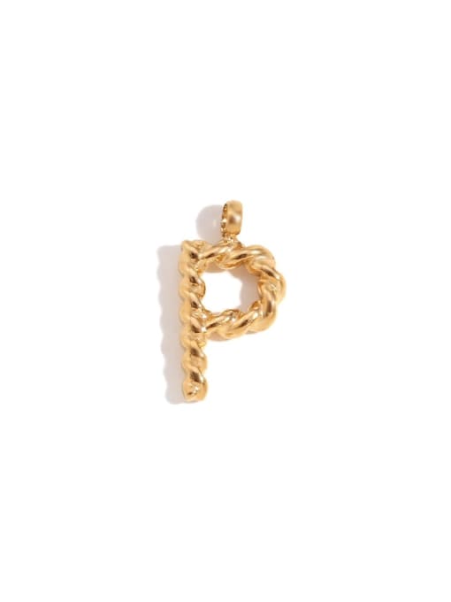 Twists Letter Pendant Gold  P Stainless steel 18K Gold Plated Letter Charm