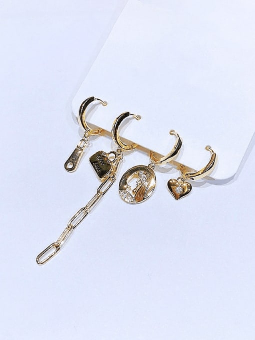 Ming Brass Cubic Zirconia Geometric Vintage Huggie Earring 2