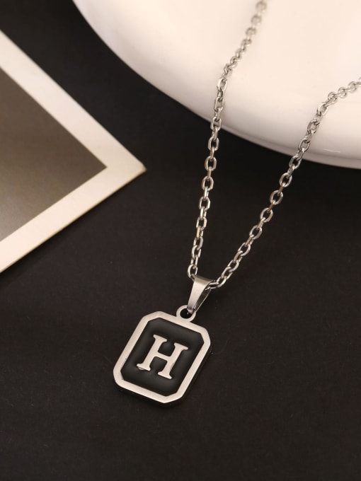 H Stainless steel Geometric Initials Necklace