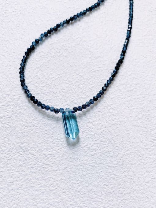 blue N-ST-0008 Natural  Gemstone Crystal Chain Water Drop Bohemia Handmade Beaded Necklace