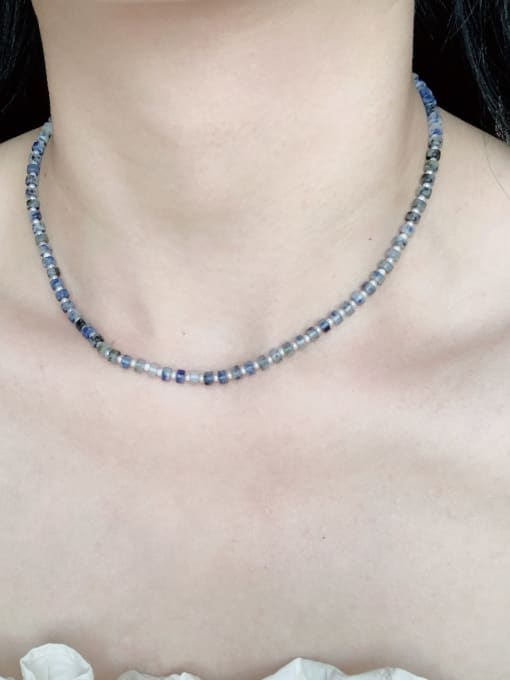 Scarlet White N-STPE-0005 Natural  Gemstone Crystal Beads Chain Handmade Beaded Necklace 1
