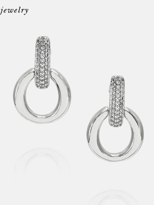Platinum zircon Brass Cubic Zirconia Geometric Minimalist Drop Earring