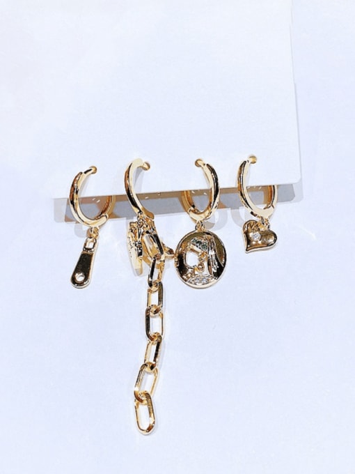 Ming Brass Cubic Zirconia Geometric Vintage Huggie Earring 0