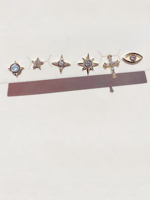 Ming Copper Cubic Zirconia Star Cute Huggie Earring 1