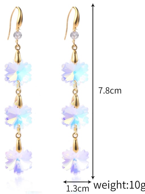 E2204 3 Brass Water  Crystal Drop Earring