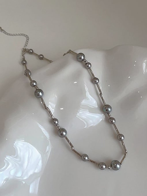 Grey pearl Alloy Imitation Pearl Geometric Trend Beaded Necklace